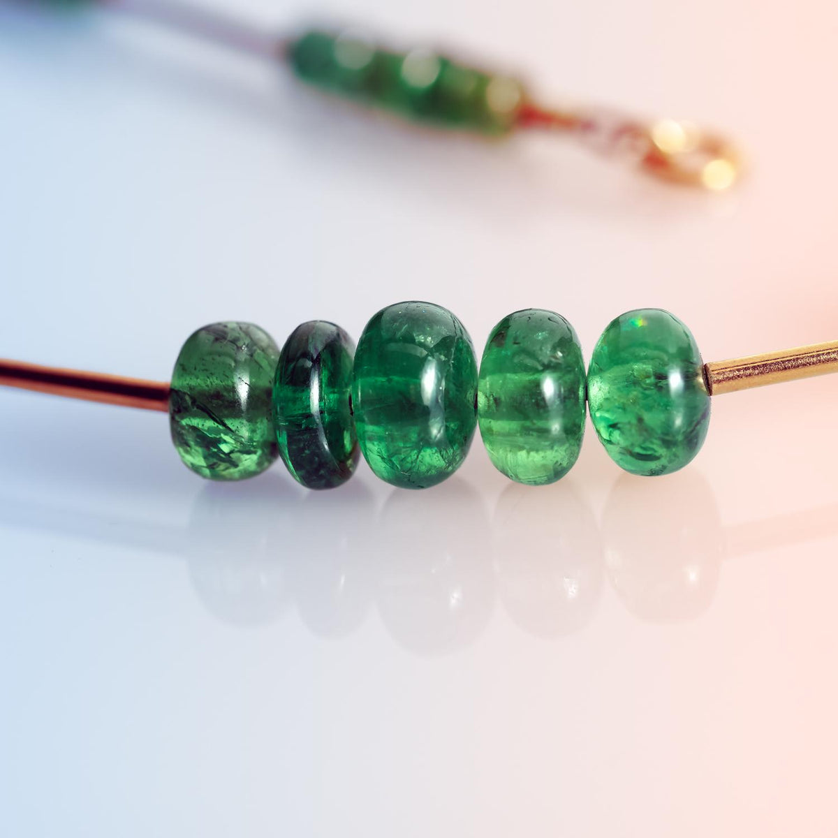 Long Tsavorite Garnet and 18ct Yellow Gold Bead Necklace image 1