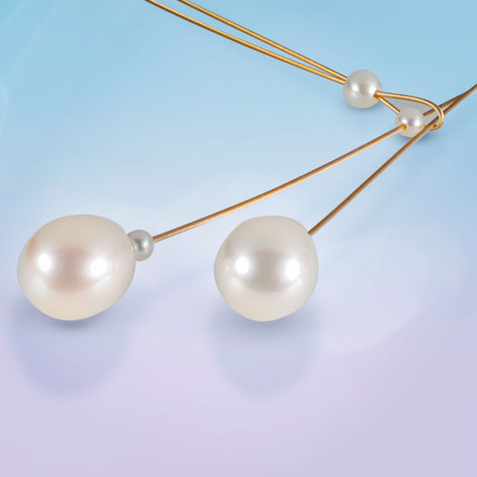 Eva Necklace with 5 Small and 2 Oval Pearl Drops image 1