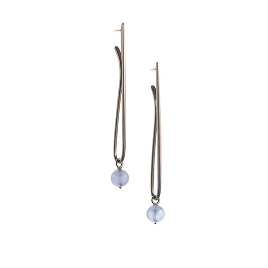 Long Elegant Earrings with Detachable Drops in White Gold image 1