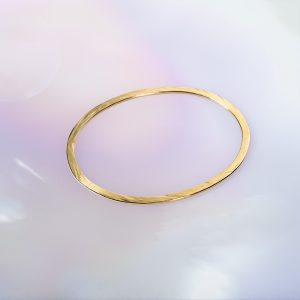 Yellow Fairtrade Gold Flat Oval Forged Bangle
