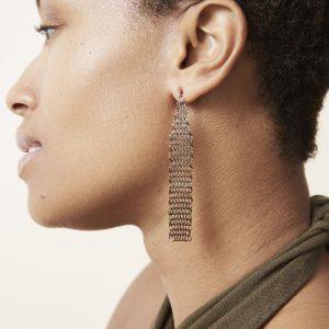Pascale Chainmail Long Earrings in Nuance - By Cox and Power Jewellers London
