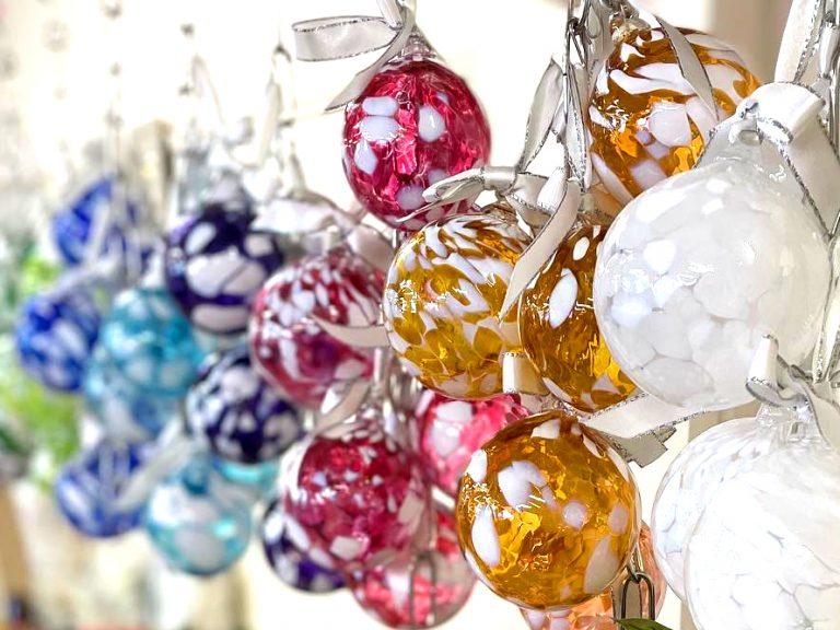 clare wilson hand blown artist made glass baubles by cox and power jewellers London