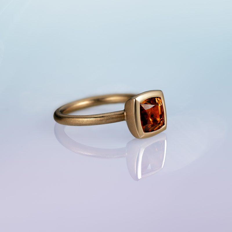Mandarin Garnet Ring with Yellow Diamonds 18ct rose gold by Cox and Power