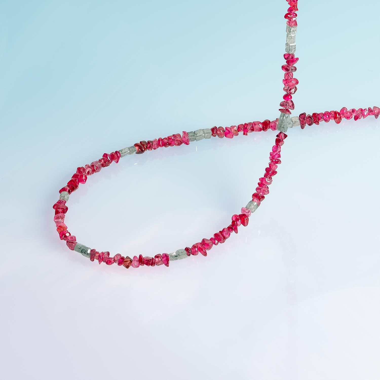 Red Spinel and Diamond Cube Necklace - By Cox & Power London