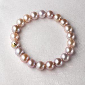 Freshwater pink pearl bracelet with gold detail