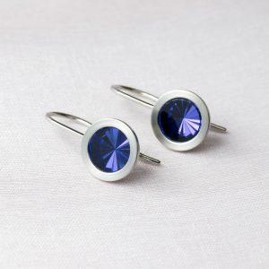 Swivel-Drop-Earrings-Steel-and-Lab-Grown-Tanzanite-by-Cox-and-Power