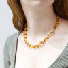Citrine Pebble Necklace with Large C clasp 18ct gold, shown on model's neck.