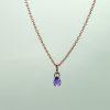 Faceted amethyst briolette pendant with 18ct yellow gold bail on a fine trace chain