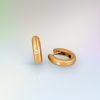 Pair of oval hinged hoop earrings in brushed 18ct yellow gold, each set with a single round diamond.