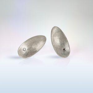 Petal Stud Earrings with Diamonds