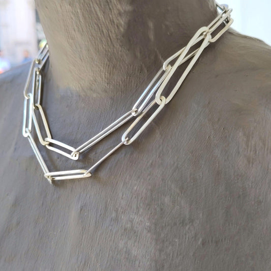 Forged Silver Link Necklace image 1