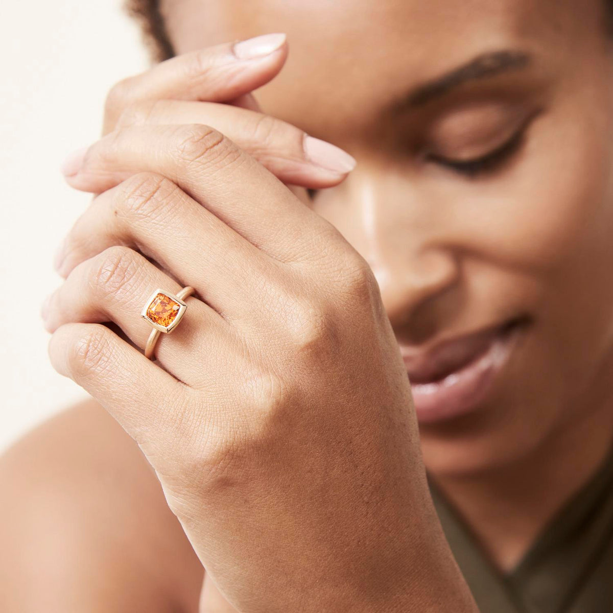Mandarin Garnet Statement Ring in 18ct Rose Fairtrade Gold image 0
