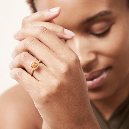 Mandarin Garnet Statement Ring in 18ct Rose Fairtrade Gold image 0