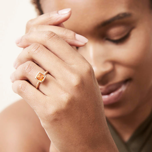 Mandarin Garnet Statement Ring in 18ct Rose Fairtrade Gold image 0