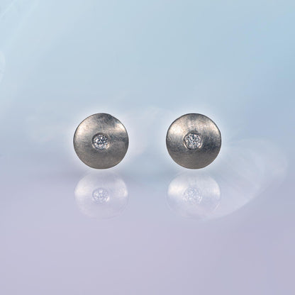 Round Studs with Diamonds - Platinum image