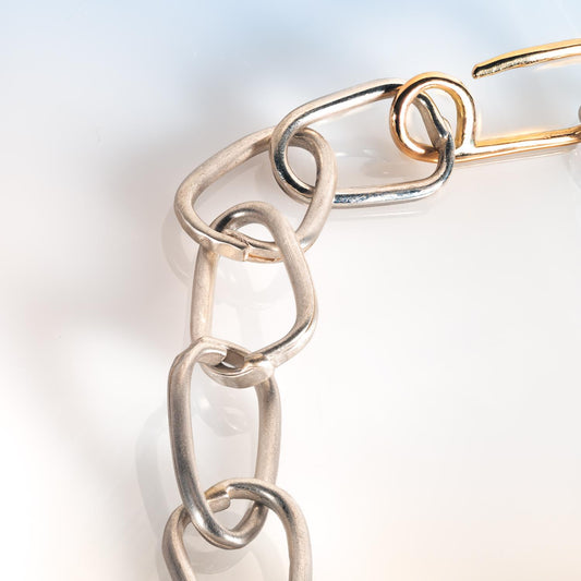 Force of Nature Link Necklace in Silver and Fairmined 18ct Gold image 1