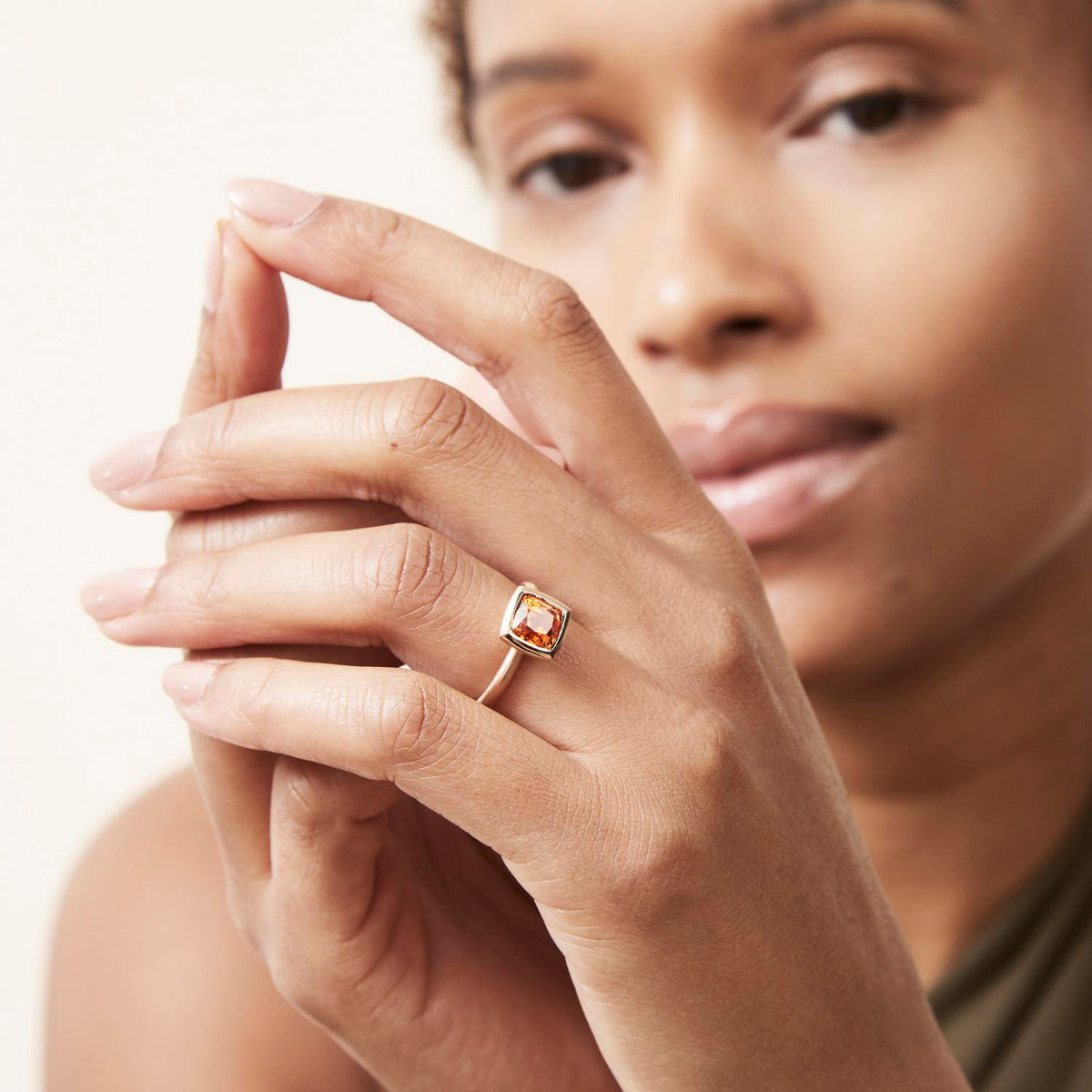 Mandarin Garnet Statement Ring in 18ct Rose Fairtrade Gold image 3