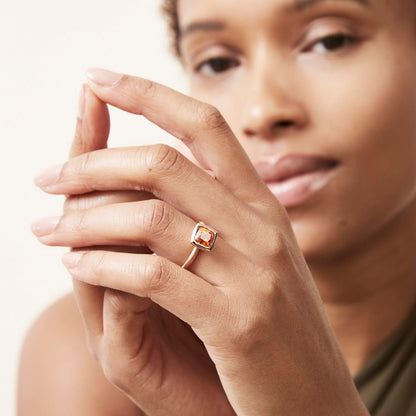 Mandarin Garnet Statement Ring in 18ct Rose Fairtrade Gold image 3