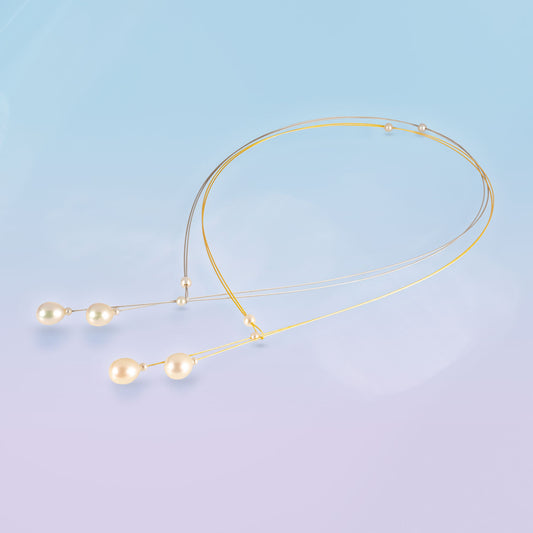 Eva Necklace with 5 Small and 2 Oval Pearl Drops image 0
