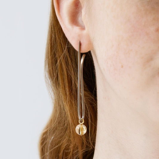 Long Elegant Earrings with Detachable Drops in White Gold image 0