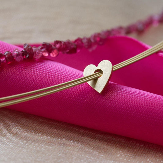 Tiny Heart Pendant with Three Strand Necklace in 18ct Yellow Gold image 1