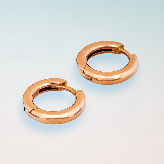 Small Hinged Hoop Earrings - 18ct rose gold polished