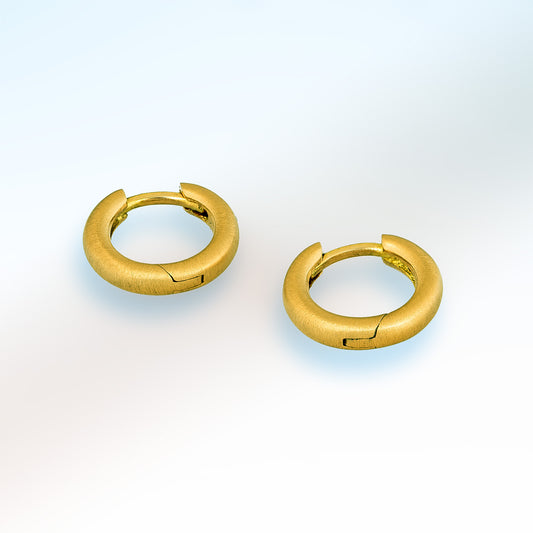 Small Hinged Hoop Earrings - 18ct yellow gold matte
