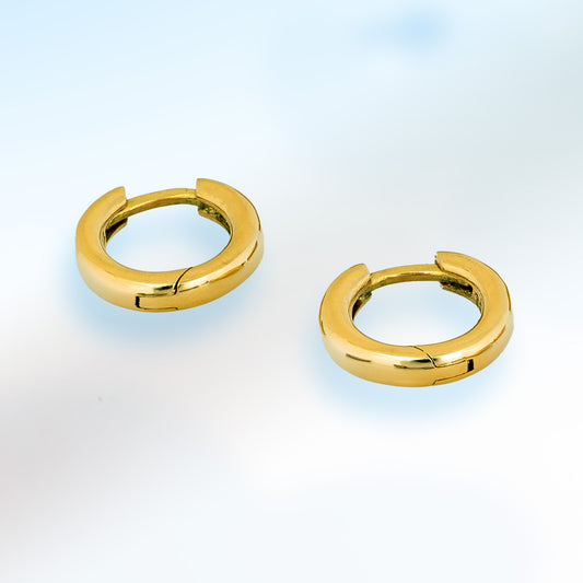 Small Hinged Hoop Earrings - 18ct yellow gold polished