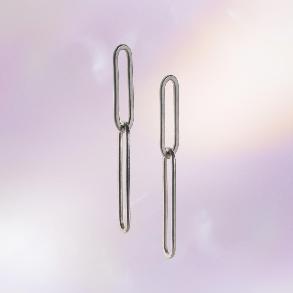 Forged Link Drop Earrings in Silver