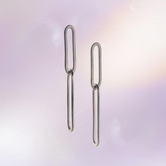 Forged Link Drop Earrings in Silver