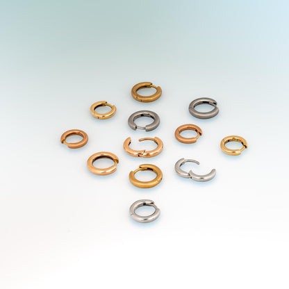 Small Hinged Hoop Earrings - platinum matte