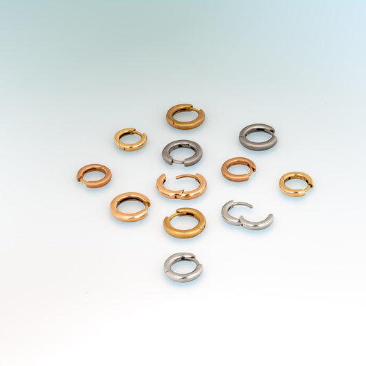 Small Hinged Hoop Earrings - platinum matte