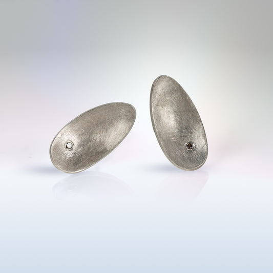 Petal Stud Earrings with Diamonds