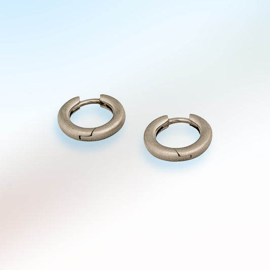 Small Hinged Hoop Earrings - platinum matte