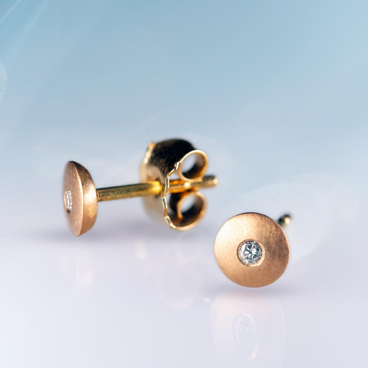 Rose gold round Studs with Grey Diamonds