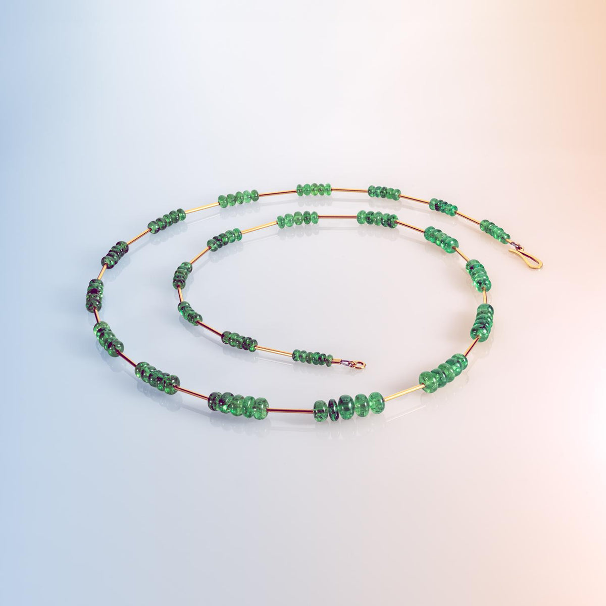 Long Tsavorite Garnet and 18ct Yellow Gold Bead Necklace image 0