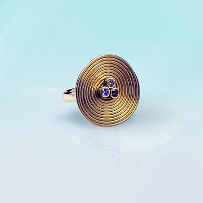 Arena Trefoil Ring with Pink, Yellow and Cognac Diamonds in 18ct Yellow Fairtrade Gold image 2