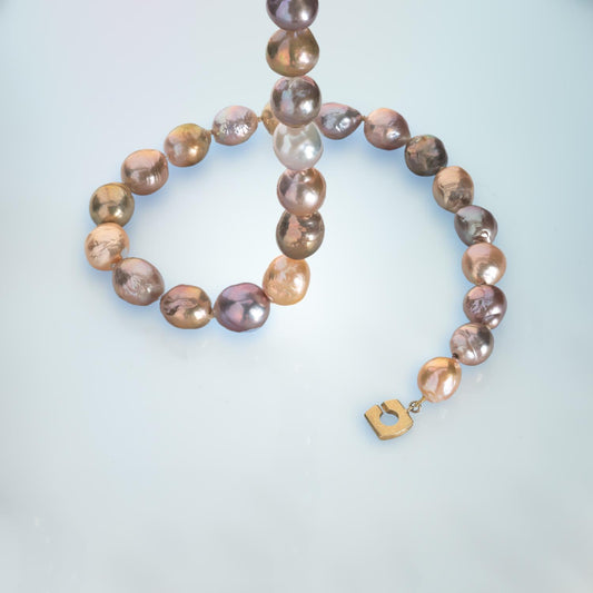 Baroque Freshwater Pearl Necklace with 18ct Yellow Gold Square C Clasp
