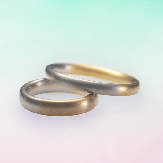 Half &amp; Half Elliptical Wedding Rings image 0