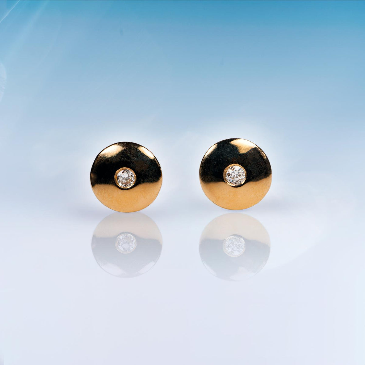 Round Studs with Diamonds - Fairmined Rose Gold image