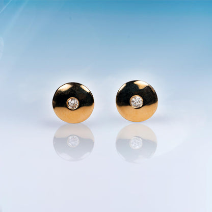 Round Studs with Diamonds - Fairmined Rose Gold image