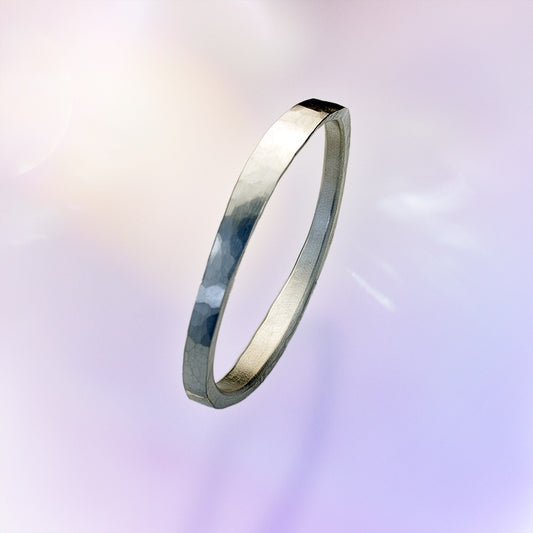 Heavy London Forged Bangle in Silver image 0