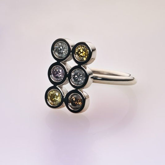 Six Diamonds Cocktail Ring in 18ct White Gold image 1